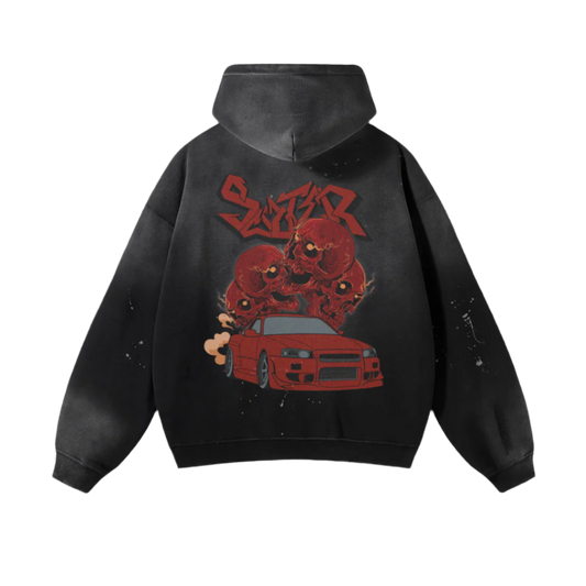 Skulls R34 Vintage Wash Frayed Hoodie