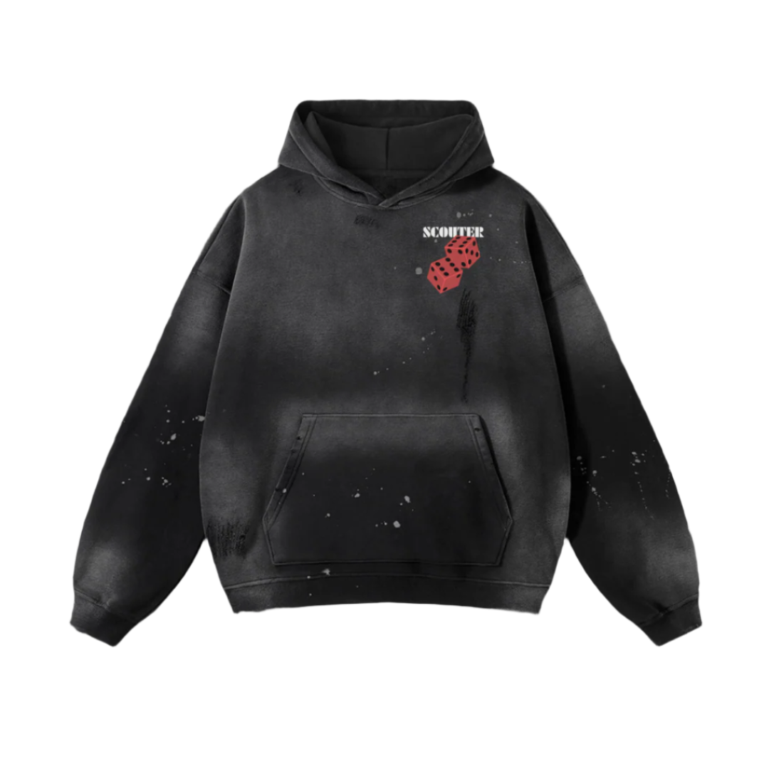 Play The Odds Vintage Wash Frayed Hoodie