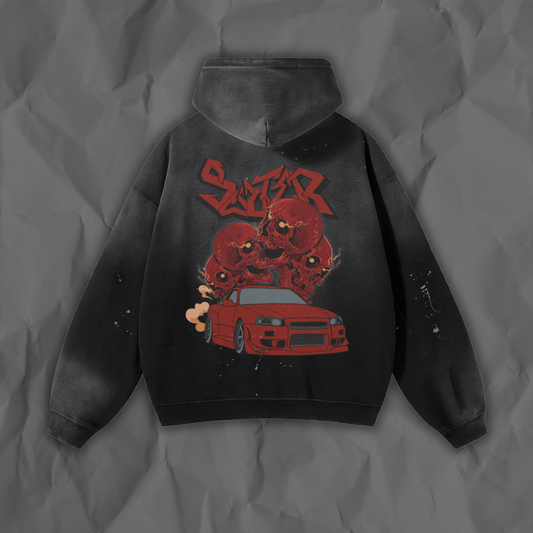 Skulls R34 Vintage Wash Frayed Hoodie