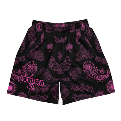 Honeycomb Mesh Bandana Shorts - Black / Pink - SCOUTER.CO