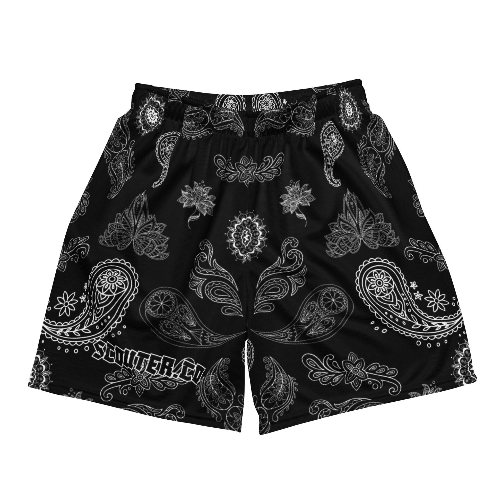 Honeycomb Mesh Bandana Shorts - Black / White - SCOUTER.CO