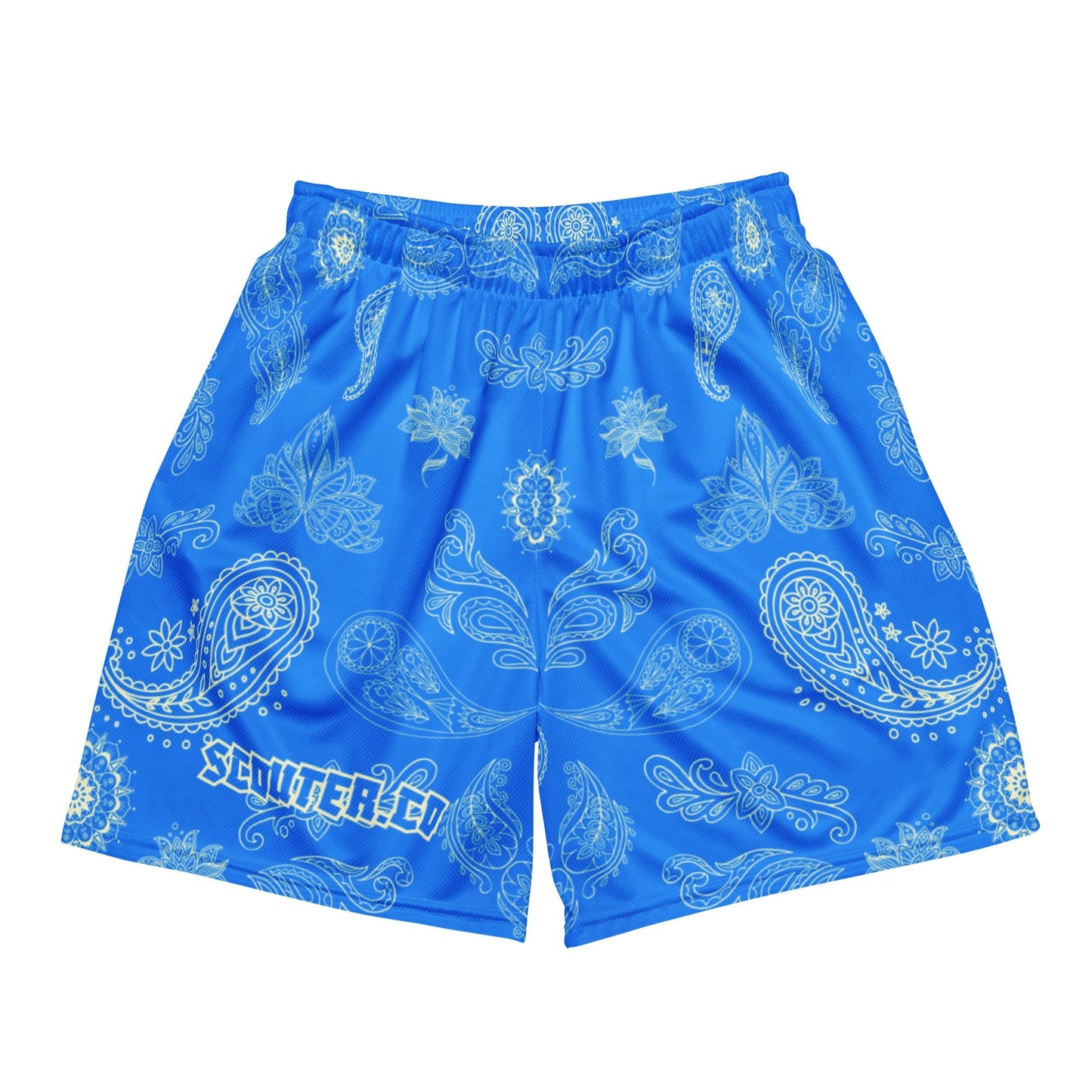 Honeycomb Mesh Bandana Shorts - Blue / Cream - SCOUTER.CO