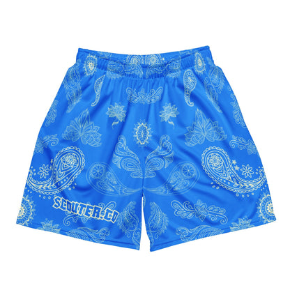 Honeycomb Mesh Bandana Shorts - Blue / Cream - SCOUTER.CO