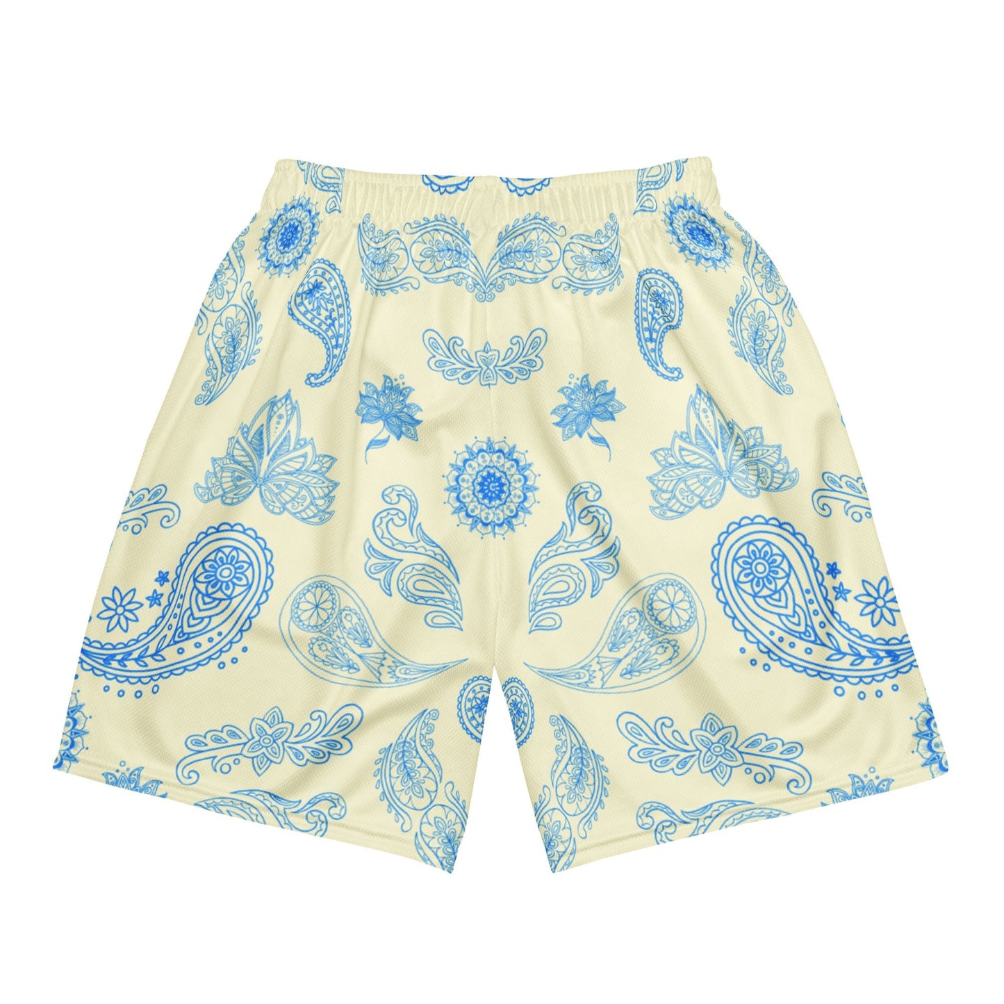 Honeycomb Mesh Bandana Shorts - Cream / Blue - SCOUTER.CO