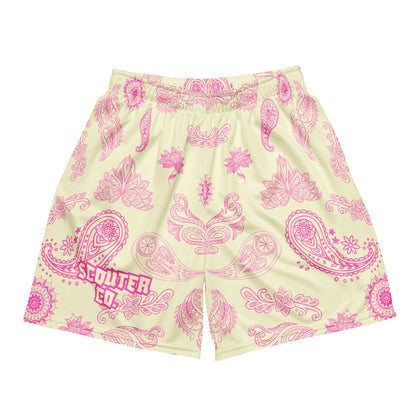 Honeycomb Mesh Bandana Shorts - Cream / Pink - SCOUTER.CO