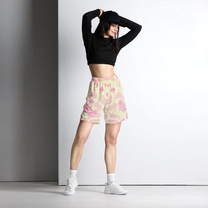 Honeycomb Mesh Bandana Shorts - Cream / Pink - SCOUTER.CO