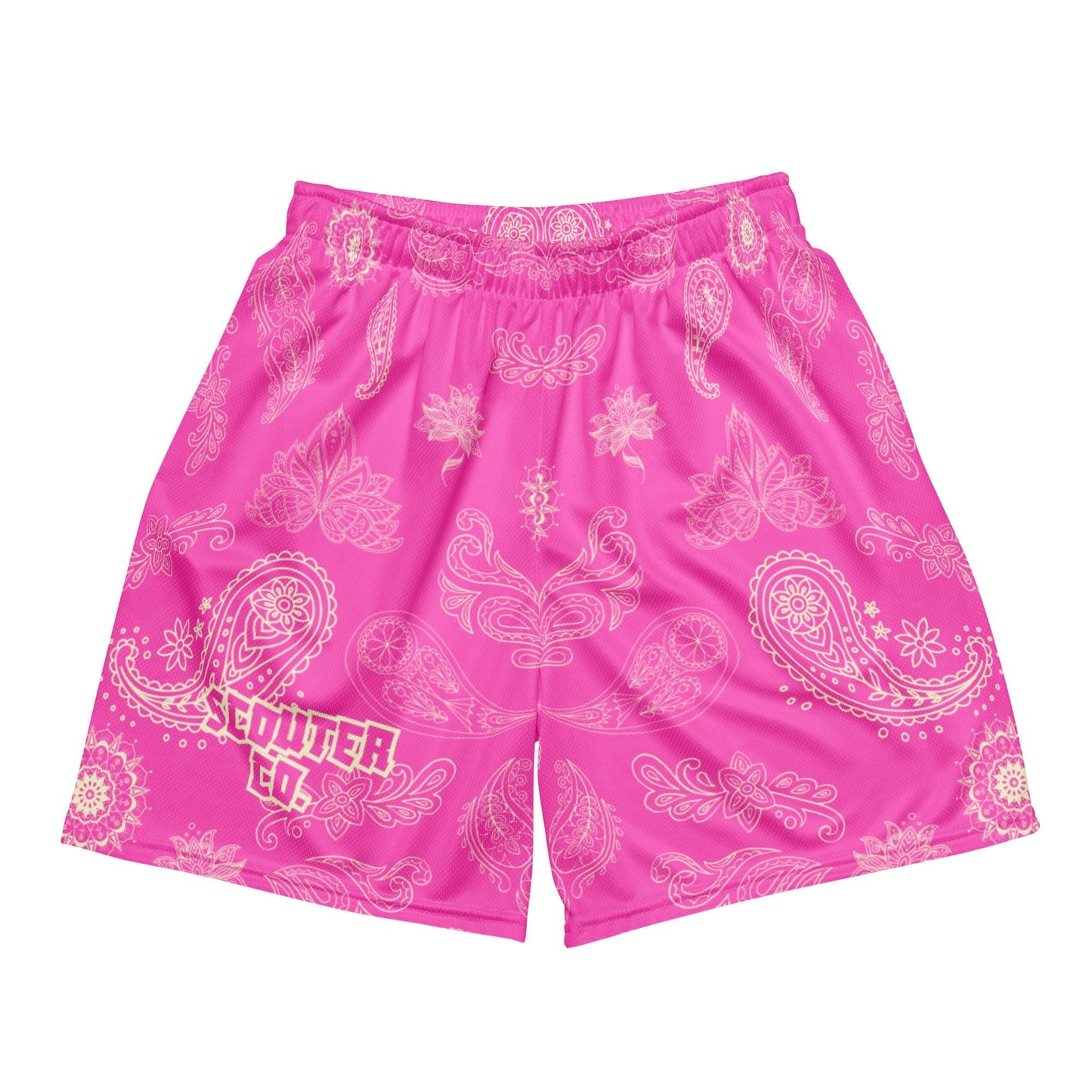 Honeycomb Mesh Bandana Shorts - Pink / Cream - SCOUTER.CO