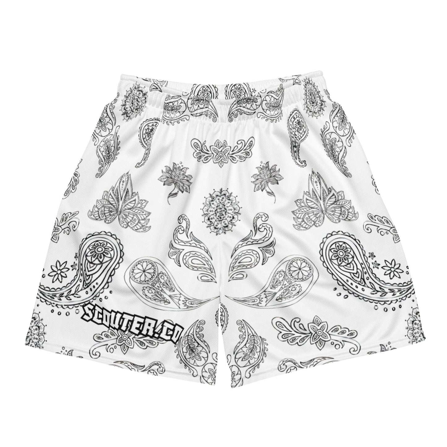 Honeycomb Mesh Bandana Shorts - White / Black - SCOUTER.CO