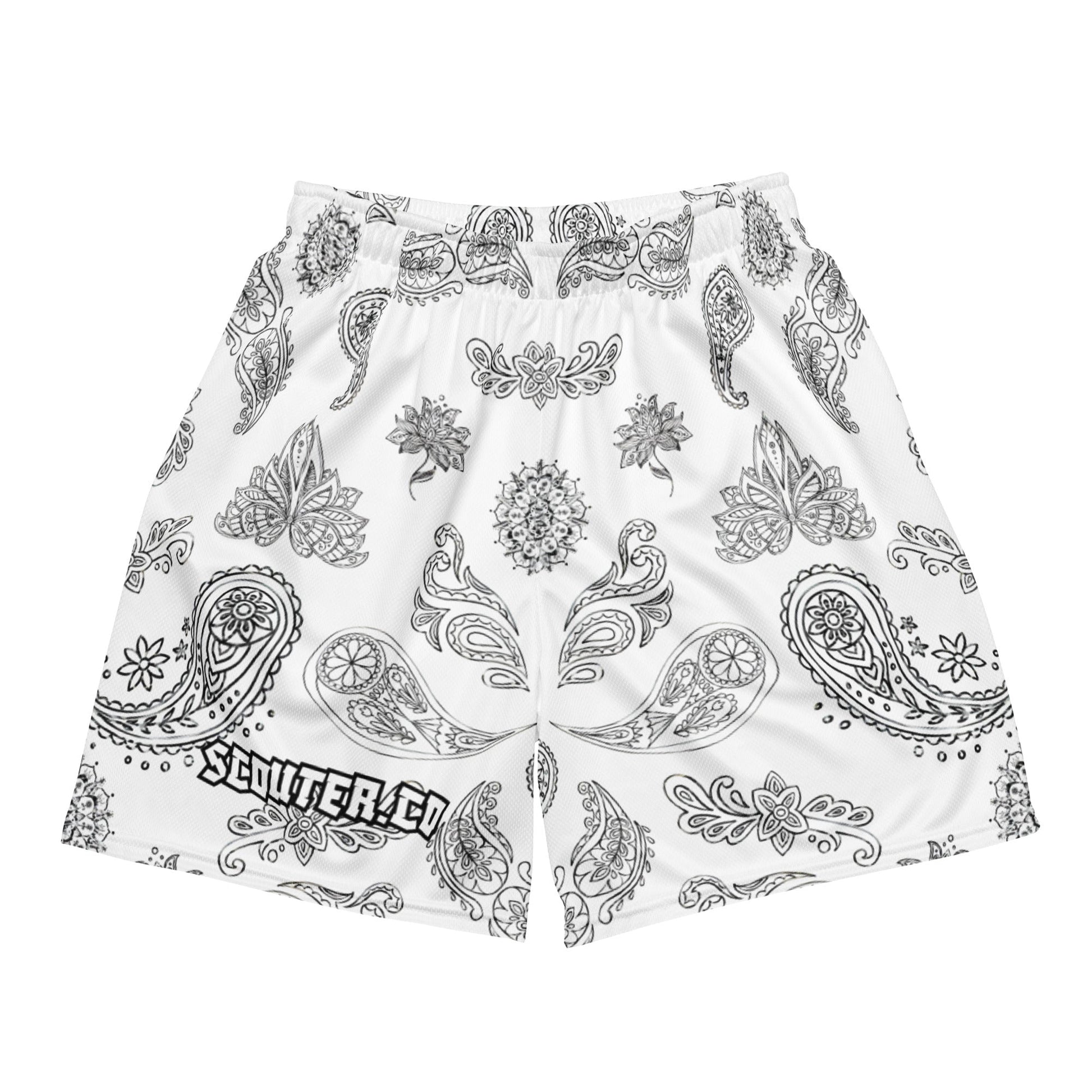 Honeycomb Mesh Bandana Shorts - White / Black - SCOUTER.CO