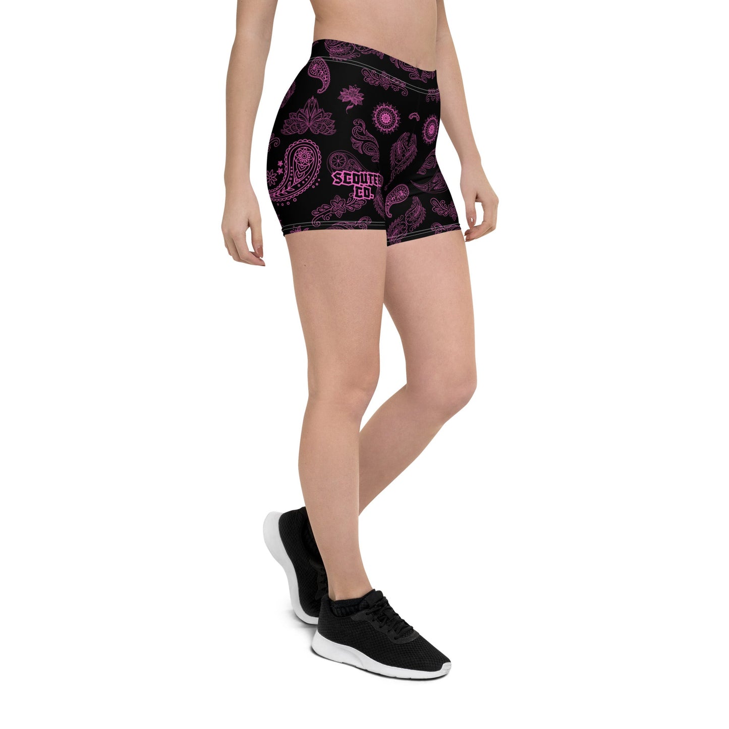 Paisley Biker Shorts - Black/Pink - SCOUTER.CO