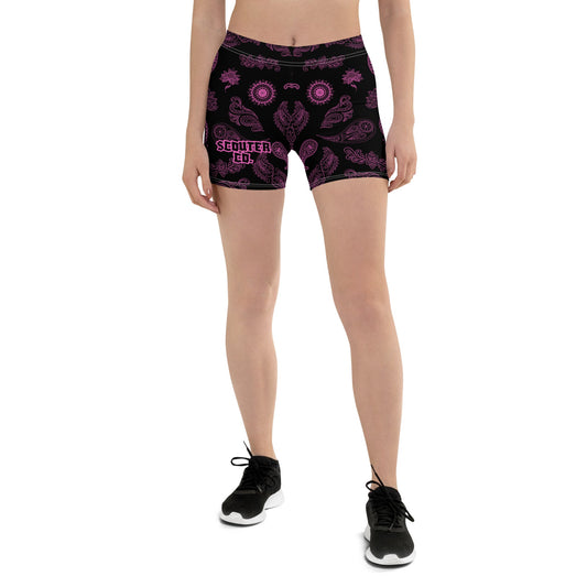 Paisley Biker Shorts - Black/Pink - SCOUTER.CO