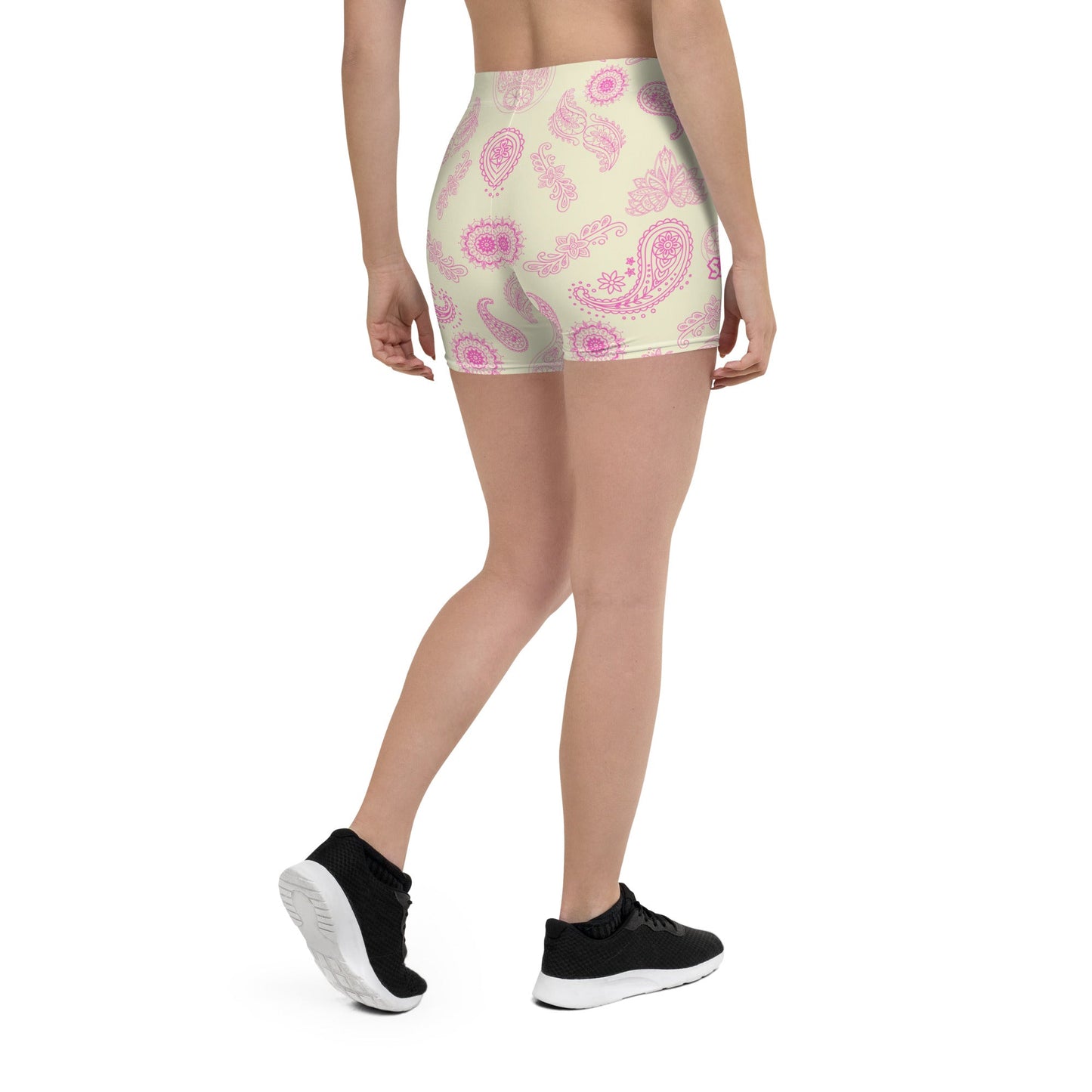 Paisley Biker Shorts - Cream / Pink - SCOUTER.CO