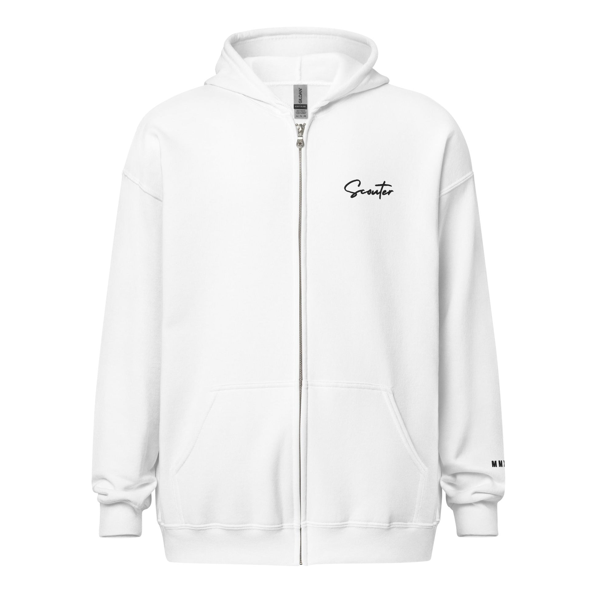 Signature "Scouter" Zip - Up Hoodie - White - SCOUTER.CO