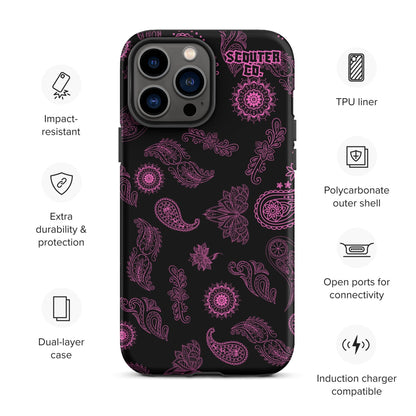 Tough Dual Layer iPhone® Case - Bandana Black / Pink - SCOUTER.CO