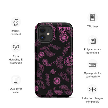 Tough Dual Layer iPhone® Case - Bandana Black / Pink - SCOUTER.CO