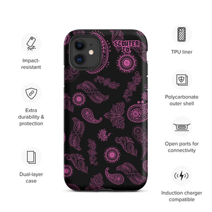 Tough Dual Layer iPhone® Case - Bandana Black / Pink - SCOUTER.CO