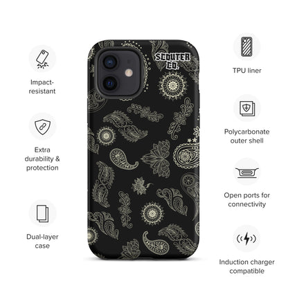 Tough Dual Layer iPhone® Case - Bandana Black / White - SCOUTER.CO