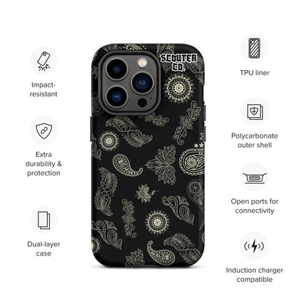 Tough Dual Layer iPhone® Case - Bandana Black / White - SCOUTER.CO