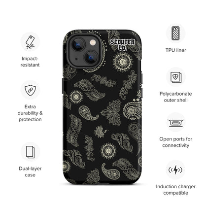 Tough Dual Layer iPhone® Case - Bandana Black / White - SCOUTER.CO