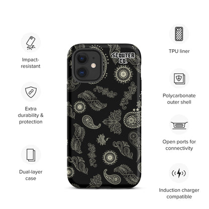 Tough Dual Layer iPhone® Case - Bandana Black / White - SCOUTER.CO