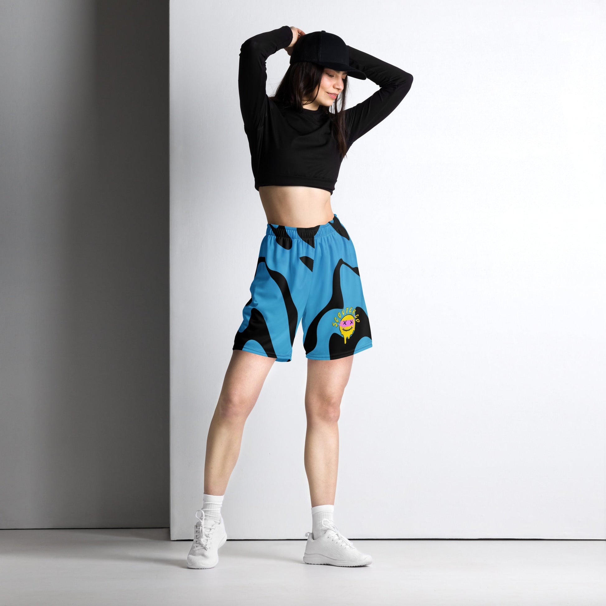 Trippy Smiley Shorts - BLUE - SCOUTER.CO