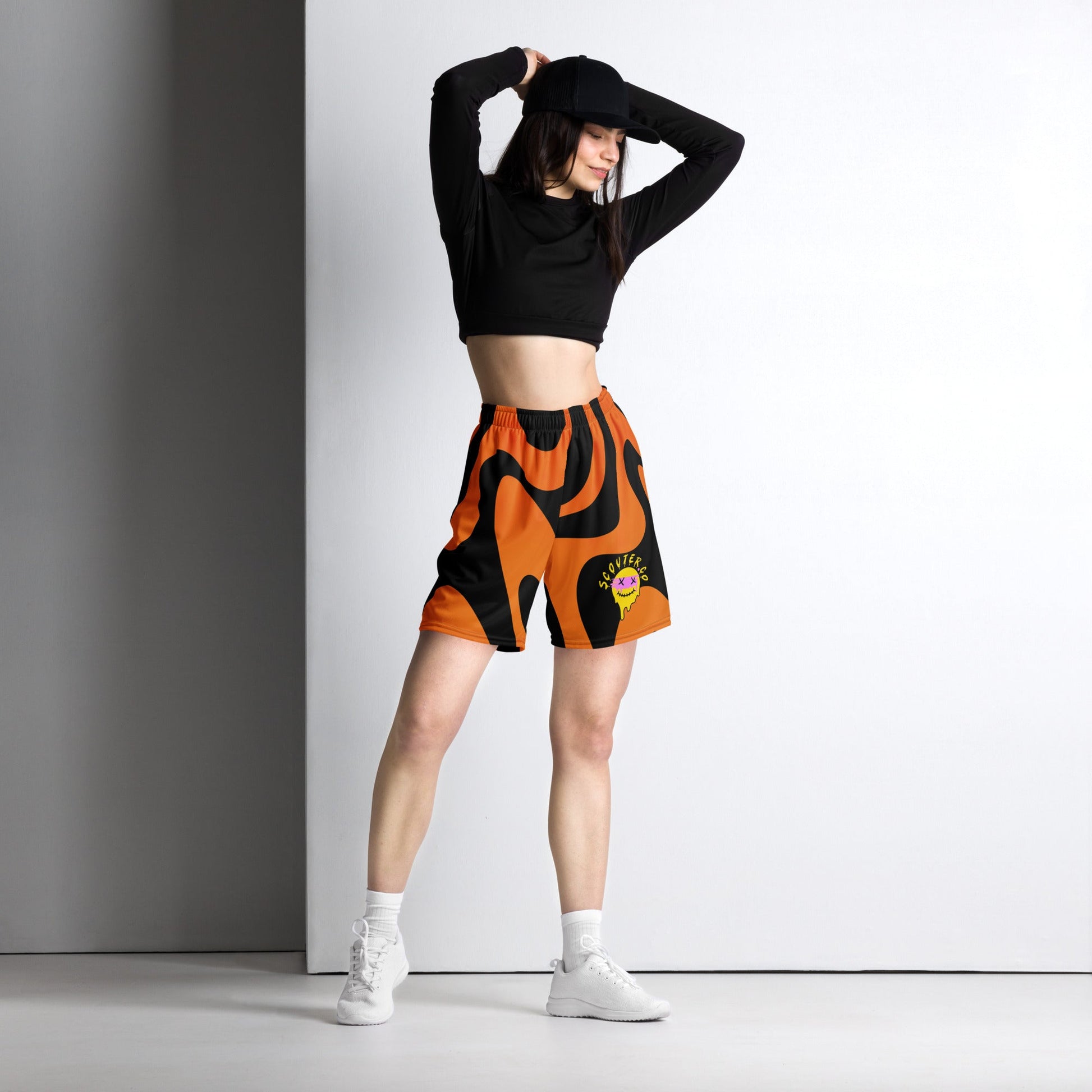 Trippy Smiley Shorts - ORANGE - SCOUTER.CO