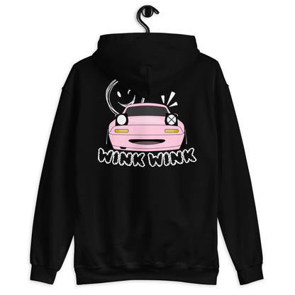 "Wink Wink" Pink Miata Hoodie - SCOUTER.CO